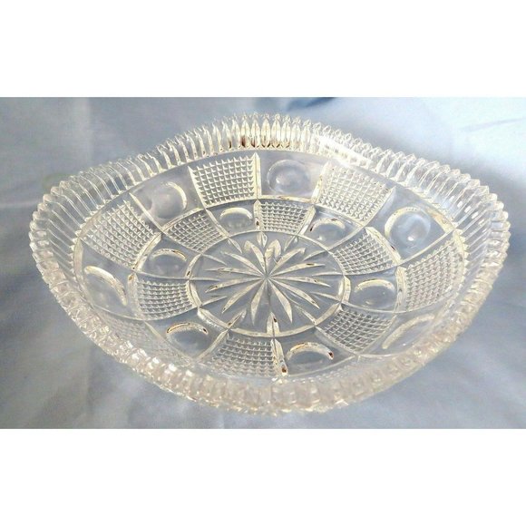 Vintage Candy Dish Cut Glass Square Knobby Sawtooth Pattern Bowl JE62 - Picture 5 of 6